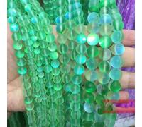 Perline di pietra di luna glitterata di sintesi di CRYSTAL austriaco per la creazione di gioielli fai da te, braccialetti, collane, filo da 6/8/10/12 mm, 15''-verde opaco-10 mm