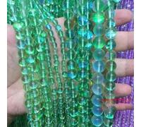 Perline di pietra di luna glitterata di sintesi di CRYSTAL austriaco per la creazione di gioielli fai da te, braccialetti, collane, filo da 6/8/10/12 mm, 15''-verde liscio-6 mm
