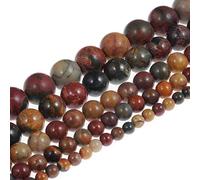 Perline di pietra naturale, 12 mm, stile Picasso, rotonde, cristallo energizzante, potere curativo per la creazione di gioielli, fai da te, 1 filo, 38,1 cm