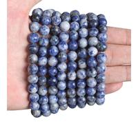Perline di pietra naturale 4-12 mm ametista occhio di tigre rodonite calcedonio amazzonite perline rotonde sciolte a punto blu 12 mm intorno 31beads