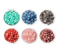 Perline di Pietra Naturale 8 mm, 120 Pezzi Rotondo per Collane Braccialetti, 6 Colori Perline per Braccialetti, Kit Perle Vetro Rotonde Miste per Fai da Te Bigiotteria