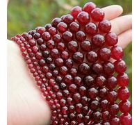 Perline di pietra naturale, agate, lapislazzuli, ematite, lava, tormaline, diaspri, perline per gioielli fai da te, braccialetti da 4, 6, 8, 10 mm, 15 pollici, giada rossa sfaccettata, 8 mm, 45-46 p