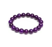 Perline di pietra naturale calcedonio viola corda elastica braccialetto fatto a mano yoga mala gioielli per le donne gioielli 6/8/10/12mm, Misura unica, Agata