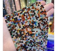 Perline di pietra naturale da 2 mm, ametista, occhio di tigre, lapislazzuli, intarsiate con perle luminose, per realizzare gioielli fai da te, collane e bracciali - Agata mista - 4,0 mm