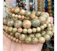 Perline di pietra naturale da 4, 6, 8 e 10 mm, occhio di tigre, lava, amazzonite, turchesi, agate, diaspri, per la creazione di gioielli, braccialetti fai da te, collane, unakite, 8 mm, 45-46 pezzi