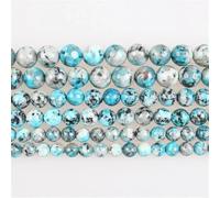 Perline di pietra naturale da 6-10 mm, diaspro bianco blu rotondo, perline sfuse per braccialetti e collane, diaspro K2, 10 mm circa, 36 perline