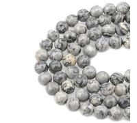 Perline di pietra naturale nera di larvikite e labradorite, perline rotonde sciolte per la creazione di gioielli, bracciali, collane, accessori, 15" 4/6/8/10 mm - Pietra mappa - 10 mm (circa 36 pezzi