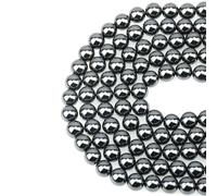 Perline di pietra naturale nera di larvikite e labradorite, perline rotonde sciolte per la creazione di gioielli, bracciali, collane, accessori, 15" 4/6/8/10 mm - Ematite - 10 mm (circa 36 pezzi)