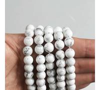 Perline di pietra naturale, occhio di tigre, ametiste, rodonite, calcedonio, amazzonite, perline rotonde sciolte da 4, 6, 8, 10, 12 mm per la creazione di gioielli, turchesi bianchi, 8 mm, 45 perlin