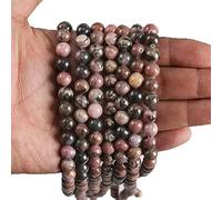 Perline di pietra naturale, occhio di tigre, ametiste, rodonite, calcedonio, amazzonite, perline rotonde sciolte da 4, 6, 8, 10, 12 mm per la creazione di gioielli, rodonite in pizzo nero, 10 mm, ci