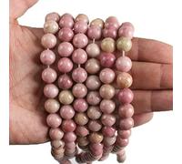 Perline di pietra naturale, occhio di tigre, ametiste, rodonite, calcedonio, amazzonite, perline rotonde sciolte da 4, 6, 8, 10, 12 mm, per la creazione di gioielli - rodonite - 8 mm, 45 perline