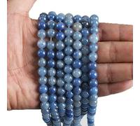 Perline di pietra naturale, occhio di tigre, ametiste, rodonite, calcedonio, amazzonite, perline rotonde sciolte da 4, 6, 8, 10, 12 mm, per la creazione di gioielli, avventurina blu, 8 mm, 45 perlin