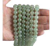 Perline di pietra naturale, occhio di tigre, ametiste, rodonite, calcedonio, amazzonite, perline rotonde sciolte da 4, 6, 8, 10, 12 mm, per la creazione di gioielli, avventurina verde, 8 mm, 45 perl