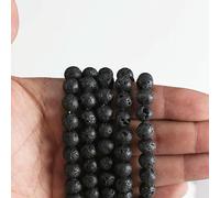 Perline di pietra naturale, occhio di tigre, ametiste, rodonite, calcedonio, amazzonite, perline rotonde sciolte da 4, 6, 8, 10, 12 mm, per la creazione di gioielli, lava nera, 8 mm, 45 perline.