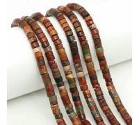Perline di pietra naturale piatte rotonde da 4x2 mm, agate, quarzi, rondelle, per la creazione di gioielli fai da te, orecchini, bracciali, collane - Picasso Jasper - 20 fili