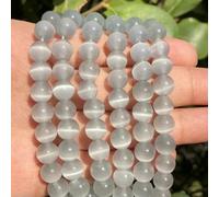 Perline di pietra naturale rosa, bianca e blu, pietra di luna, occhio di gatto, per la creazione di gioielli, perline lisce sciolte, opale, braccialetti con ciondoli fai da te, collana, argento cham