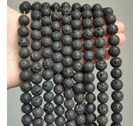 Perline di pietra naturale rotonde in pietra fiamma, distanziatore sciolto in sodalite di fuoco per la creazione di gioielli, braccialetti fai da te, collane, 15'' - Lava nera - 4,0 mm, 91 pezzi