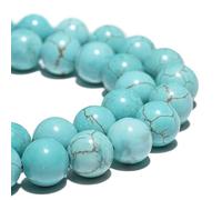 Perline di pietra preziosa naturale da 6 mm blu turchese lucido rotondo pietra liscia per braccialetti e gioielli, 38,1 cm sfuse