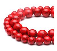 Perline di pietra preziosa naturale per la creazione di gioielli, 10 mm, turchese rosso lucido rotondo liscio braccialetto collana 15 pollici (15,kc)