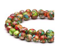 Perline di pietra preziosa naturale per la creazione di gioielli, 8 mm diaspro imperiale verde rosso lucido rotondo liscio bracciale collana 15 pollici (15,kc)