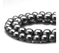Perline di pietra preziosa naturale per la creazione di gioielli, ematite lucidata da 8 mm, rotonda e liscia, per braccialetti e collane da 38 cm (15,4 cm)