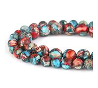 Perline di pietra preziosa naturale per la creazione di gioielli, giada blu-arancione lucidata, rotonde e lisce, vere per braccialetti e collane, 38 cm (giada blu-arancione, 10 mm) (142, jd)