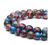 Perline di pietra preziosa naturale per la creazione di gioielli, giada floreale da 6 mm, lucide, rotonde e lisce, vere per braccialetti e collane, 38 cm (giada floreale, 6 mm) (149, jd)