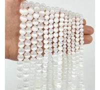 Perline di pietra preziosa sciolta quasi rotonda in selenite naturale 5A da 6, 8 e 10 mm, scegli la misura giusta per bracciale e collana, accessori - Selenite L.1-10-10,5 mm (35-37 pezzi)