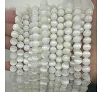 Perline di pietra preziosa sciolta quasi rotonda in selenite naturale 5A da 6, 8 e 10 mm, scegli la misura giusta per bracciale e collana, accessori - Selenite L. 3-10-10,5 mm (35-37 pezzi)