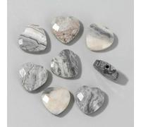 Perline di pietra sfaccettata a forma di cuore, ametiste naturali, quarzi trasparenti, perline per la creazione di gioielli fai da te - Map Jasper - 3 pezzi