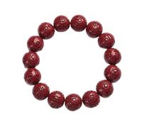 Perline di preghiera, Collana di perline, Verità buddista delle sei parole Cinabro naturale Pace per la ricchezza Feng Shui (dimensioni: 8 mm)