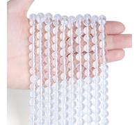 Perline di quarzo trasparente, 8 mm, 100 pezzi, pietre naturali rotonde sfuse per la creazione di braccialetti e gioielli, colore: bianco, GE6-S208