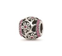 Perline Di Riflesso In Argento Sterling Con Cristalli Swarovski Fiore Rosa