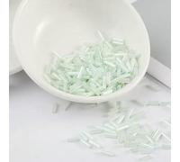 Perline di tubo di tromba di vetro, distanziatore, 200 pezzi/10 g/borsa trasparente 2 * 6mm nucleo d'argento semi di ricamo gioielli accessori di abbigliamento fai da te(Light Mint)
