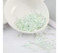 Perline di tubo di tromba di vetro, distanziatore, 200 pezzi trasparenti 2 * 6mm nucleo d'argento semi cechi ricamo gioielli accessori di abbigliamento fai da te(Light Mint)