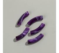 Perline di tubo tromba vetro, distanziatore, 20 pezzi perline sciolte piegato in resina bicolore sottile da 8 mm in acrilico for accessori gioielli collana braccialetto fai te(Deep purple)