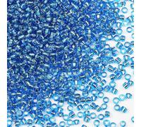 Perline di vetro blu lago 8/0, 110 grammi circa 3500 pezzi, 3 mm, per realizzare orecchini, bracciali, ciondoli, gioielli in vita, perline fai da te fatte a mano (nucleo d'argento blu lago)