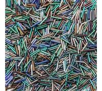 Perline di vetro di riso da 10-50 g/lotto, dimensioni del foro 0,6 mm, perline distanziatrici sciolte in tubo riempito d'argento per la creazione di gioielli fai da te, collane, bracciali, miste, 50