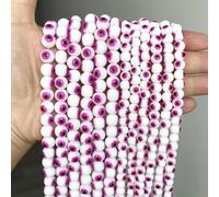 Perline di vetro Sfera tonda A strisce Resina Distanziatore sciolto Gioielli fatti a mano Realizzazione di braccialetti fai da te Accessori per collane-Rosa rossa-8mm 100 pezzi