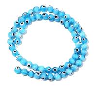 Perline di vetro smaltate a lume da 4/6/8/10 mm, perline distanziatrici rotonde per la creazione di gioielli, braccialetti e collane fai da te, colore azzurro, circa 35 pezzi da 10 mm.