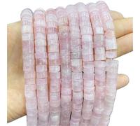 Perline distanziali a disco rotondo piatto in avventurina verde naturale 5x8 mm per la creazione di braccialetti - piccole perle di pietra - (colore: quarzo rosa/Dimensioni: 5X8mm)