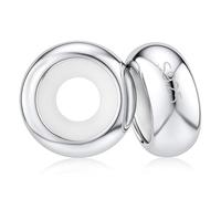 Perline distanziali in argento Sterling S925 con due anelli in silicone per braccialetti Pandora. Le perline distanziali sono intarsiate con zirconia cubica multicolore per braccialetti e collane