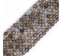 Perline distanziali rotonde sfaccettate in labradorite naturale grigio arcobaleno da 4 mm per creazione di gioielli fai da te, braccialetti, collane, artigianato, Gray Rainbow Labradorite, 4 mm