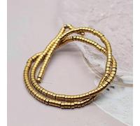 Perline distanziatrici in pietra di ematite naturale con ritenzione del colore in oro per la creazione di gioielli e braccialetti fai da te - A9