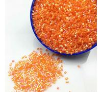 Perline distanziatrici in vetro ceco | Tubo multicolore AB trasparente da 2x3 mm 1000 pezzi 16 grammi Creazione di gioielli: collane fai-da-te(Ab Orange2)