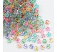 Perline distanziatrici piatte e rotonde bianche in acrilico con lettere russe nere da 4x7 mm, per la creazione di gioielli, braccialetti fai da te fatti a mano - B06638-500 pezzi