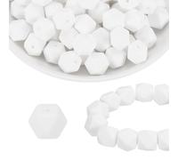 Perline esagonali in silicone 14mm, 96pz, bianche, per creazioni