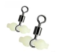 Perline girevoli in plastica e acciaio al carbonio che si illuminano al buio, con anello diviso, per pesca notturna (L)