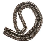 Perline Heishi in pirite naturale liscia a forma di pneumatico/Heishi | 4,5 - 5,5 mm perline a rondella, tinta unita, per la creazione di gioielli, filo da 35,6 cm, perline sfuse, qualità AAA, a forma