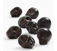 Perline Howlite, D: 12 mm, nero, teschio, 32 pezzi